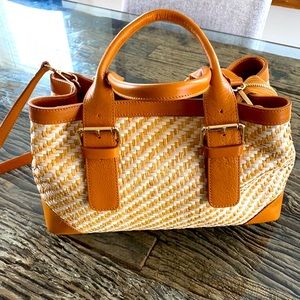 New Divina Firenze Leather and woven fiber purse